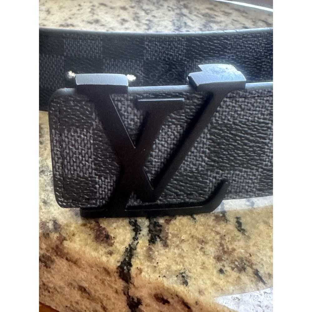 Louis Vuitton Damier Graphite LV Belt, Large Initials- mens Designer Sz44/110